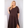 Moteriška Plus Size suknelė su asimetrišku apačios kraštu, ruda