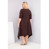 Moteriška Plus Size suknelė su asimetrišku apačios kraštu, ruda
