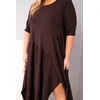 Moteriška Plus Size suknelė su asimetrišku apačios kraštu, ruda