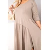 Moteriška Plus Size suknelė su asimetrišku apačios kraštu, kapučino spalvos
