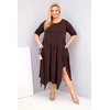Moteriška Plus Size suknelė su asimetrišku apačios kraštu, ruda