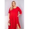 Moteriška Plus Size suknelė su asimetrišku kraštu, raudonos spalvos