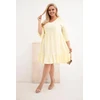 Moteriška Plus Size suknelė su ażurine apdaila, geltona