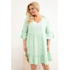Moteriška Plus Size suknelė su ažūrine detale, tamsios mėtų spalvos