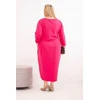 Moteriška Plus Size suknelė su ilgomis rankovėmis, fuksijos spalvos