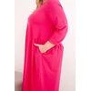 Moteriška Plus Size suknelė su ilgomis rankovėmis, fuksijos spalvos