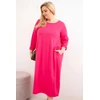 Moteriška Plus Size suknelė su ilgomis rankovėmis, fuksijos spalvos