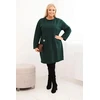 Moteriška Plus Size suknelė su kišene ir 3/4 rankovėmis, tamsiai žalios spalvos
