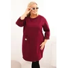 Moteriška Plus Size suknelė su kišene ir 3/4 rankovėmis, slyvų spalvos