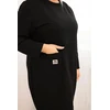Moteriška Plus Size suknelė su kišene ir 3/4 rankovėmis, juodos spalvos