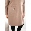 Moteriška Plus Size suknelė su kišene ir 3/4 rankovėmis, smėlio spalvos