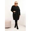 Moteriška Plus Size suknelė su kišene ir 3/4 rankovėmis, juodos spalvos