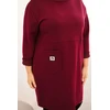 Moteriška Plus Size suknelė su kišene ir 3/4 rankovėmis, slyvų spalvos