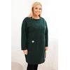 Moteriška Plus Size suknelė su kišene ir 3/4 rankovėmis, tamsiai žalios spalvos
