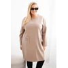Moteriška Plus Size suknelė su kišene ir 3/4 rankovėmis, smėlio spalvos