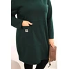 Moteriška Plus Size suknelė su kišene ir 3/4 rankovėmis, tamsiai žalios spalvos