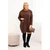 Moteriška Plus Size suknelė su kišene ir 3/4 rankovėmis, rudos spalvos