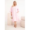 Moteriška Plus Size suknelė su kišenėmis, šviesiai rožinė