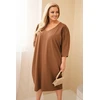 Moteriška Plus Size suknelė su kišenėmis, kapučino spalvos