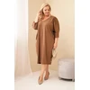 Moteriška Plus Size suknelė su kišenėmis, kapučino spalvos