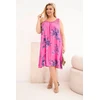 Moteriška Plus Size suknelė su nėriniais ir gėlių raštu, rožinė