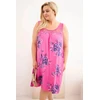 Moteriška Plus Size suknelė su nėriniais ir gėlių raštu, rožinė