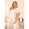 Moteriška Plus Size suknelė su trumpomis rankovėmis ir raukiniu, smėlio spalvos