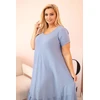 Moteriška Plus Size suknelė su trumpomis rankovėmis ir raukiniu, mėlynos spalvos