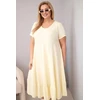 Moteriška Plus Size suknelė su trumpomis rankovėmis ir raukinuku, geltonos spalvos