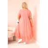 Moteriška Plus Size suknelė su trumpomis rankovėmis ir raukiniais, rožinės spalvos