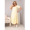Moteriška Plus Size suknelė su trumpomis rankovėmis ir raukinuku, geltonos spalvos