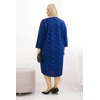Moteriška Plus Size suknelė su V formos iškirpte, mėlynos spalvos