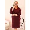 Moteriška Plus Size suknelė su V formos iškirpte, bordo spalvos
