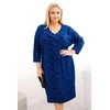 Moteriška Plus Size suknelė su V formos iškirpte, mėlynos spalvos