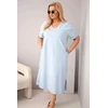 Moteriška Plus Size suknelė su V formos iškirpte, mėlyna