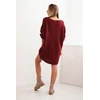 Moteriška Plus Size suknelė su V formos iškirpte, bordo spalvos