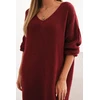 Moteriška Plus Size suknelė su V formos iškirpte, bordo spalvos
