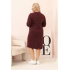 Moteriška Plus Size suknelė su V formos iškirpte, bordo spalvos