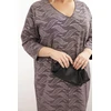Moteriška Plus Size suknelė su V formos iškirpte, kapučino spalvos