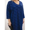 Moteriška Plus Size suknelė su V formos iškirpte, mėlynos spalvos