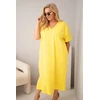 Moteriška Plus Size suknelė su V formos iškirpte, geltona