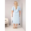 Moteriška Plus Size suknelė su V formos iškirpte, mėlyna