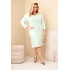 Moteriška Plus Size suknelė su V formos iškirpte, mėtų spalvos