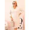 Moteriška Plus Size suknelė su V formos iškirpte, smėlio spalvos