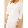 Moteriška Plus Size suknelė su V formos iškirpte, baltos spalvos