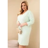 Moteriška Plus Size suknelė su V formos iškirpte, mėtų spalvos