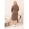 Moteriška Plus Size suknelė su V formos iškirpte, rusvos spalvos