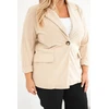 Moteriška Plus Size švarkelė su atvartais ir kišenėmis, smėlio spalvos