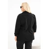 Moteriška Plus Size sztrukso stiliaus striukė su atvartais ir kišenėmis, juoda
