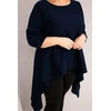 Moteriška Plus Size tamsiai mėlyna asimetrinio kirpimo tunika